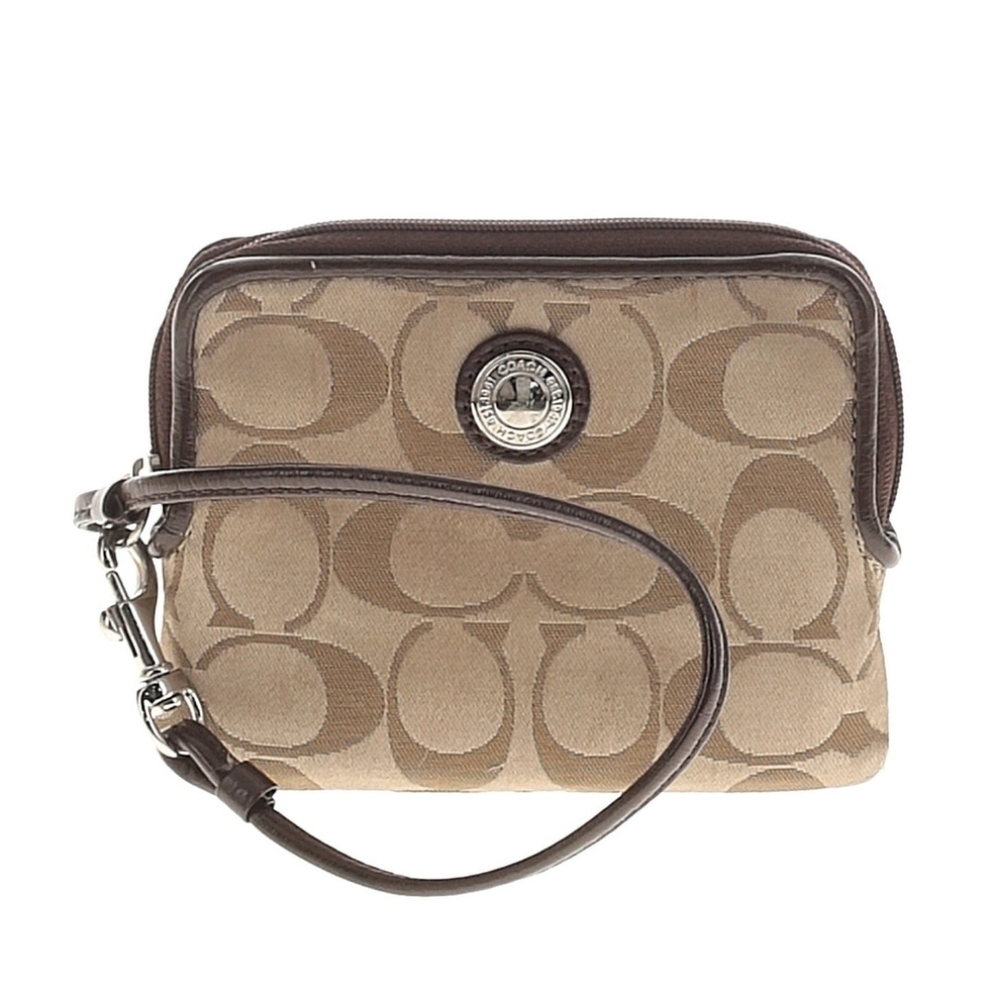 Coach Brown Wristlet - 5.75"L x 4.75"H x 1"D